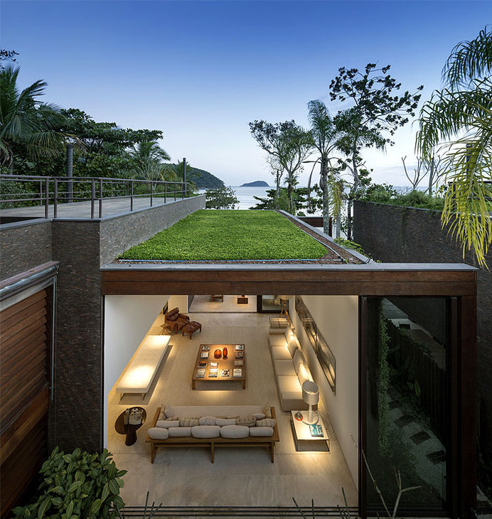 Luxurious and Sophisticated Spirit of Brazilian Weekend Home vertical gardens used blind walls #interior #house #design #home #architecture