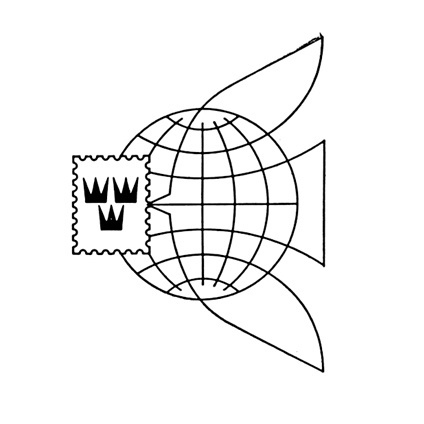 Logo for the Sweden General Post Office designed by Martin Gavler 1955 #post #crown #trademark #modern #icon #office #bird #identity #vintage #scandinavian #mid #century #logo