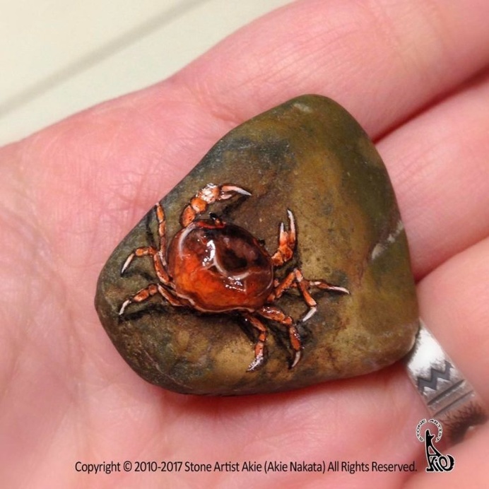 Realistic and Detailed Animal Paintings on Stones by Akie Nakata