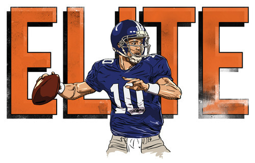 My Eli shirt design. Going up for sale soon. (via Dribbble Eli dribbble lg.jpg by Timothy McAuliffe) #elite #nfl #illustration #giants #manning #york #football #drawing #eli #new