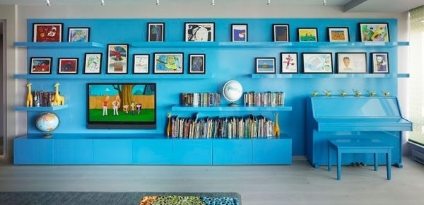 Blue room with artistic look #art #interior #painting #apartment #art interior #kids room #art apartment