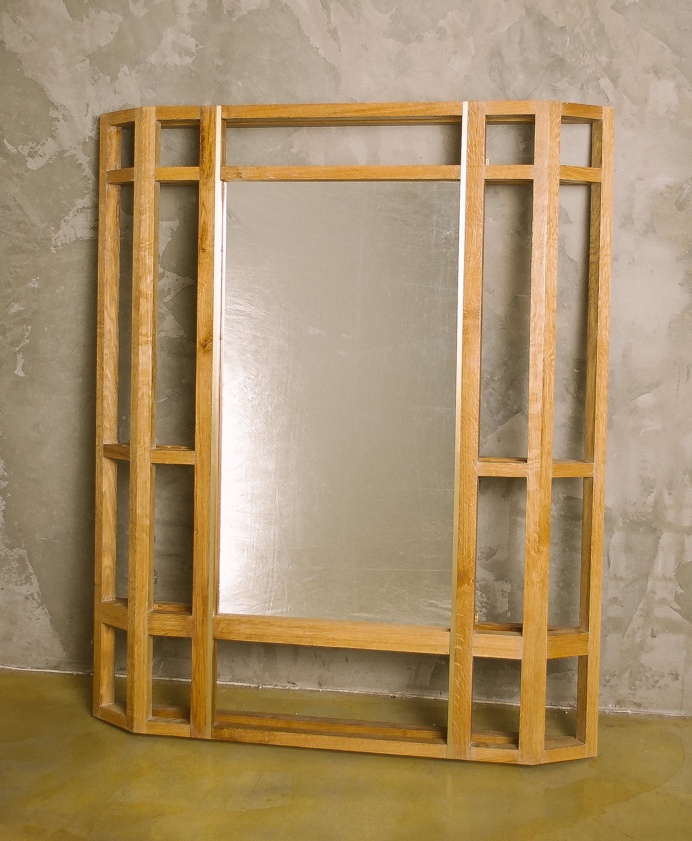 Mirror WALLOUT ZEPPELIN Fly Massive Millworks #mirror #interior #wall #oak #wood #brass #constructivism #modernism