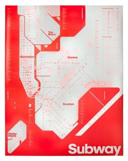 Triboro's One-Color Subway Map | September Industry #subway #bright #red #map
