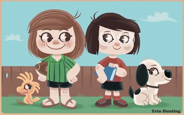 Peppermint_patty_and_marcie #charlie #peanuts #illustration #brown #cartoon