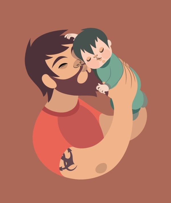 L O V E on Behance #child #father #illustration #dad #love #baby
