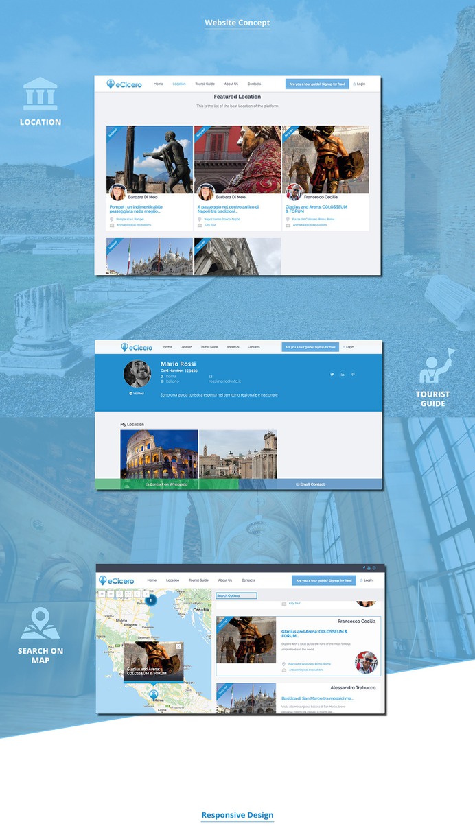 eCicero - Website Concept #website #web #design #ui #ux #interface #designbyorimat #tour #tourist #travel #italy
