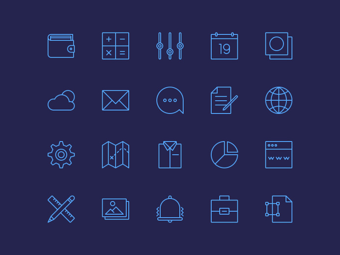 20 Free Minimal Line Icons PSD