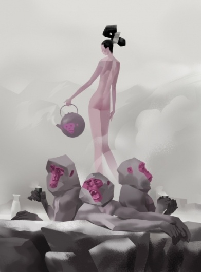 ★Baubauhaus. #wine #monkey #illustration #sake #female