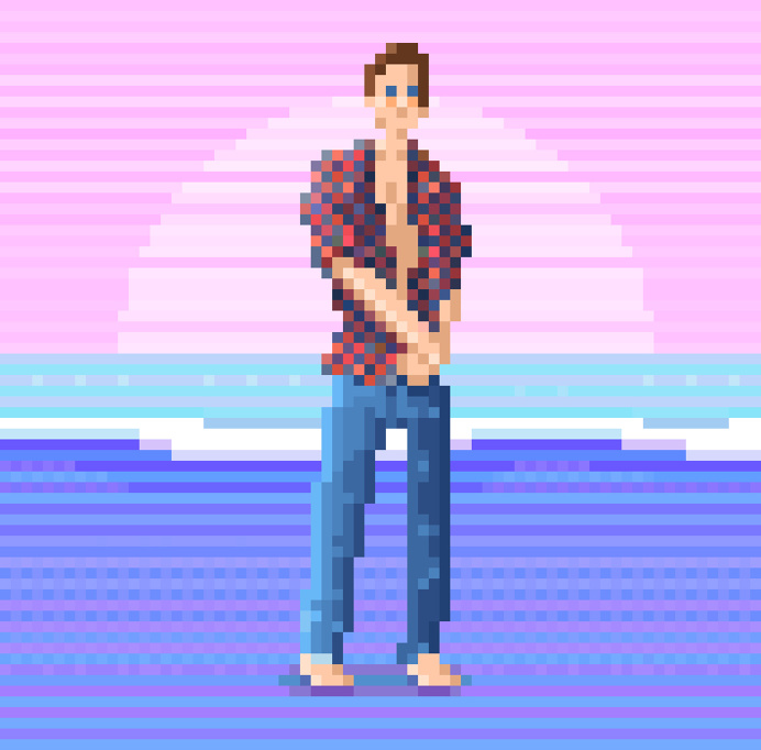 Pixel Art Beach Character Animation 2