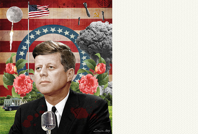 Sonia Roy, Baltimore Magazine, Colagene,com #60s #politic #flag #photomontage #jfk #illustration #vintage #flower #usa #collage #moon