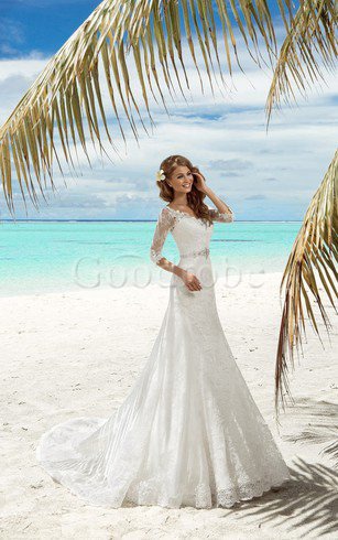 Robe de mariée modeste longue de sirène en grandes tailles de col en v