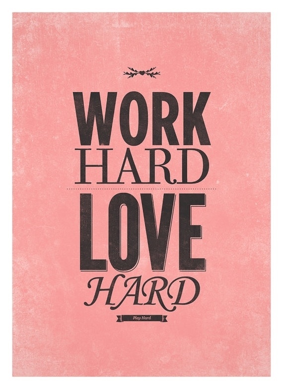 Love print typography poster work hard love hard by NeueGraphic #print #poster #art #love #typography