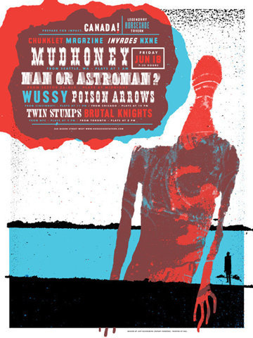 GigPosters.com - Mudhoney - Man Or Astroman? - Wussy - Poison Arrows - Twin Stumps - Brutal Knights #gig #poster
