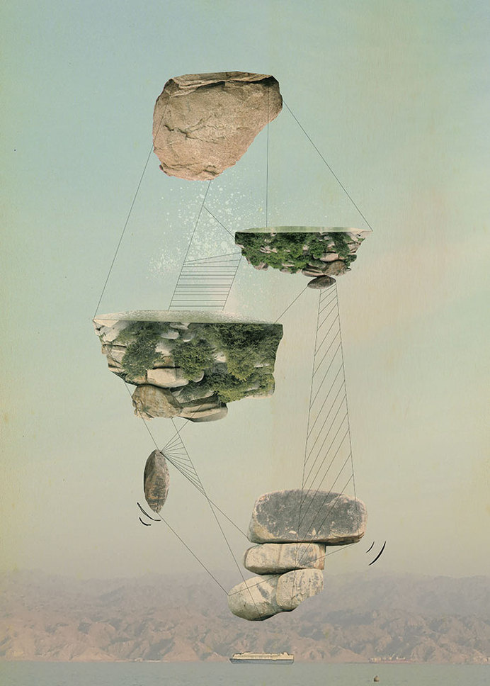 Islands by Tom Reznikov #islands #print #floating #nature #poster #art #collage #mountains