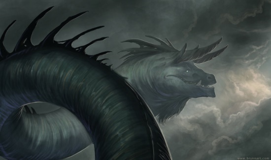Rain Wyrm - Brynn Metheney #dragon #fantasy #wyrm #illustration #rain #storm #magic #monster #character