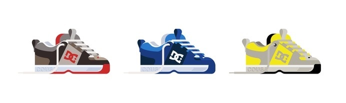 Skate Shoes of the 90s Print by Nathan Manire #flat #shoes #classics #collection #print #design #color #icons #skateboarding #retro #theme #nostalgia #illustration #90s #simple #series #streetwear #vintage #fashion #pixels