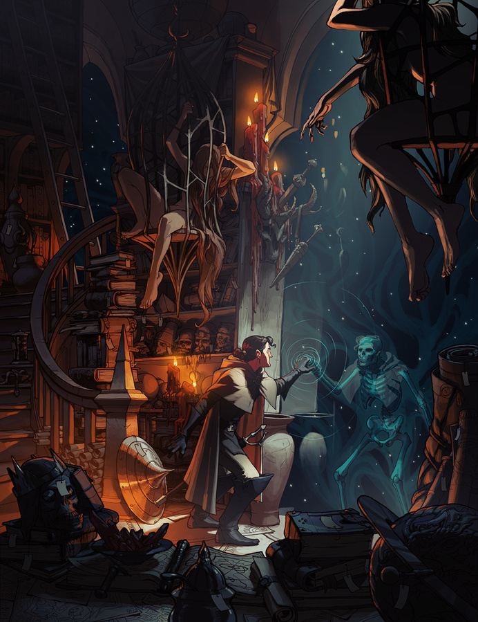 The Gray Mouser at the Bazaar of the Bizzare by MattRhodesArt #digital #illustration #fantasy #art
