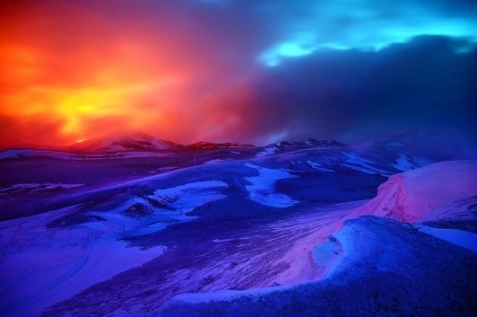 Northern Lights Paint Sky Over Arctic Volcano | Raw File | Wired.com #clash #fire #volcano #blue #ice
