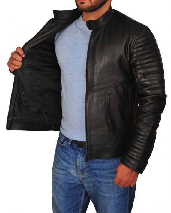 Men's Motorcycle Padded Design Leather Jacket (2) F-L-O