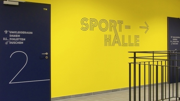 Gourdin & Müller #guidance #pictogram #dynamism #signposts #system #signage #sporting #typography