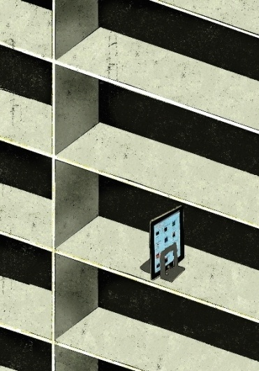 Bookshelf: A Clever Illustration in April's issue of The Atlantic Magazine #brian #illustration #stauffer #bookshelf