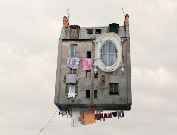 Hovering Home Photography - Laurent Chehere's Flying Houses Series Defies Gravity (GALLERY) #flying #houses