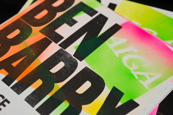 Description #typography #letterpress #stencil #paint #spray #aiga #green