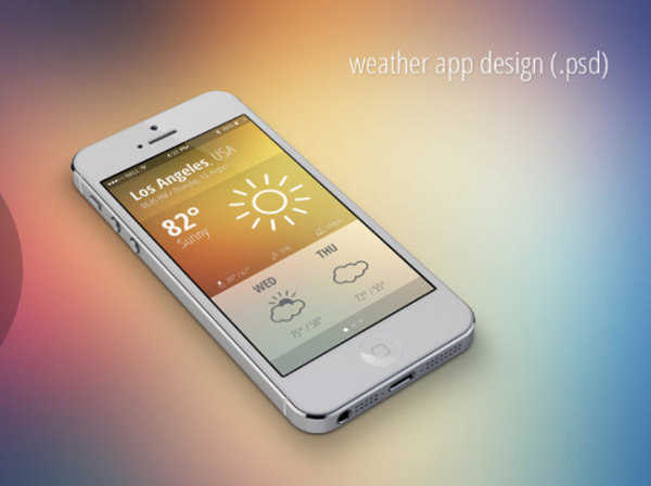 Free Weather App UI PSD for Designer
