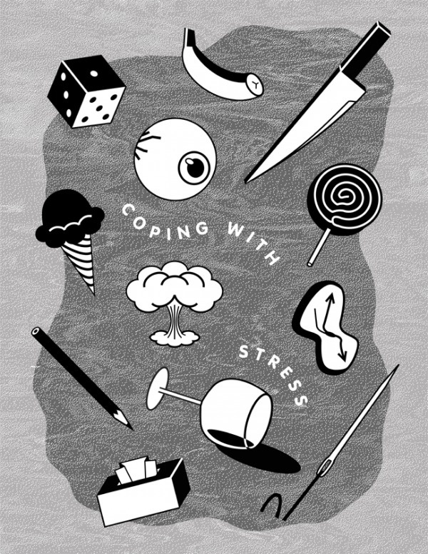 Coping with Stress - Mel-win / Mel Nguyen #stress #cream #wine #illustration #ice