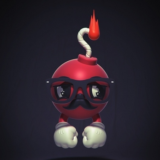 Kyle the Jthree Bomb on the Behance Network #glasses #red #wick #kyle #mustache #jared #nickerson #hands #flame #bomb #jthree