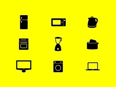 Dribbble - home appliances icon set by Jakub Burkot #appliances #kitchen #icons