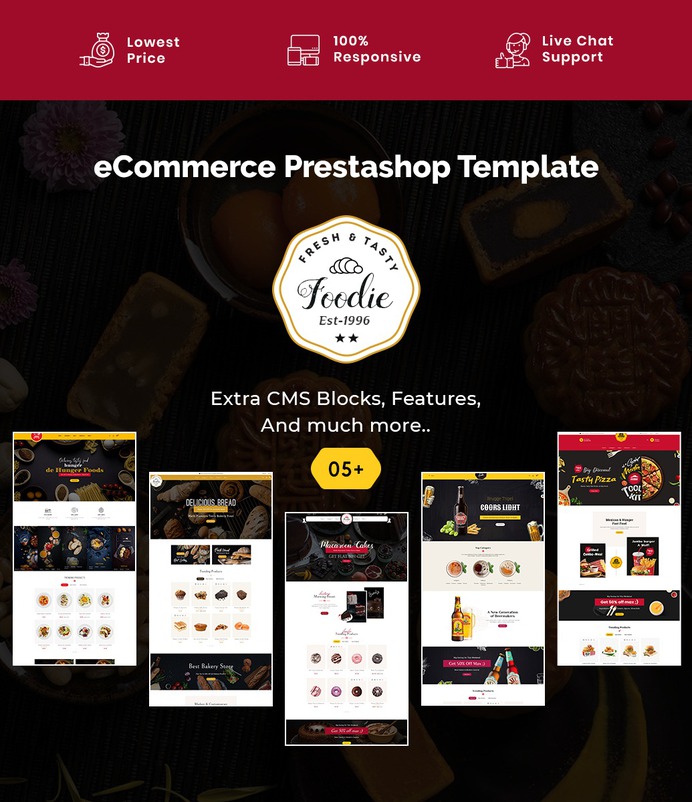 #Foodie #Restaurant #Cake #FastFood #Pizza #Food - #Prestashop #Responsive #Theme | #TemplateTrip #eCommerce #Website #Design #Template