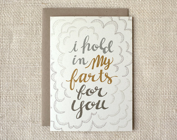 Valentine Card Farts #valentine #fun #etsy #typography