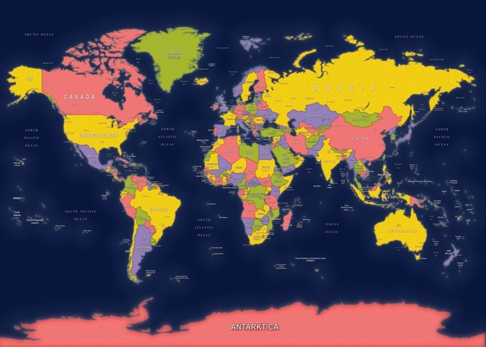 "World Map" Poster Print on metal by Sam Kal