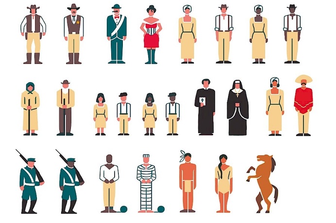 Archétype is a card game for inventing your own stories. Each card represent a typical character from different fictionnal universe (mediev #pictogram #icon #people #human #isotype