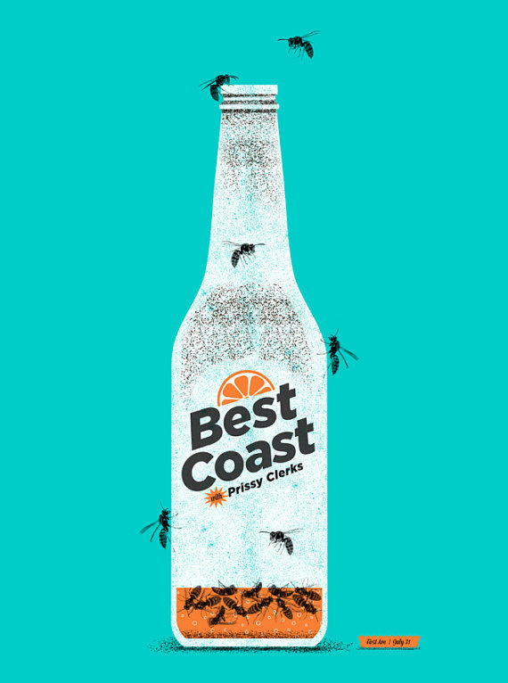 Best Coast Gig Poster screen print #gig #screenprint #poster