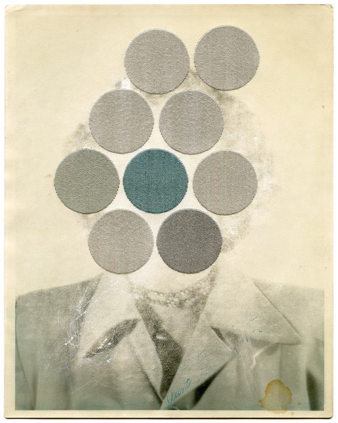 Julie Cockburn - Doubter, 2013 #photo #design #circles #surreal #manipulation #art #vintage #face #collage