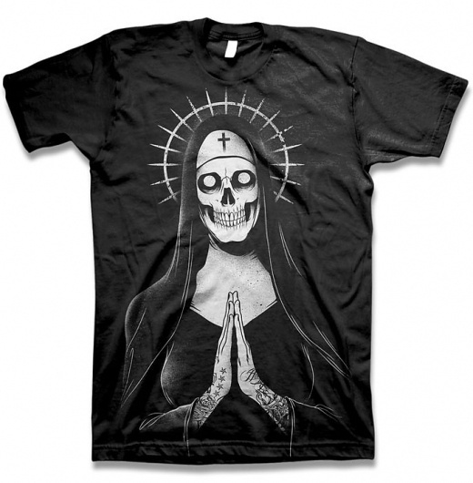 bleedingnose design: graphic design, illustration | Gallery #black #shirt #nun #sinner #skull