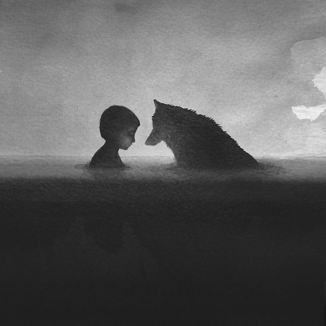 Black And White Watercolors Painting by Elicia Elidanto #painting art #watercolors