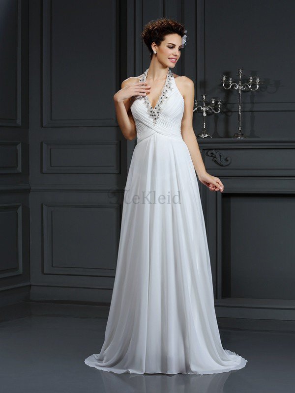 A-Line Reißverschluss Normale Taille Prinzessin Perlenbesetztes Brautkleid
