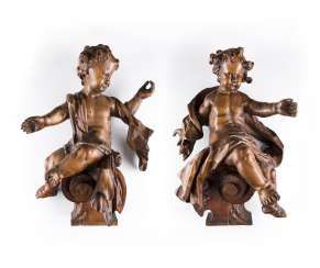 TWO altar angels South Germany, around 1740.