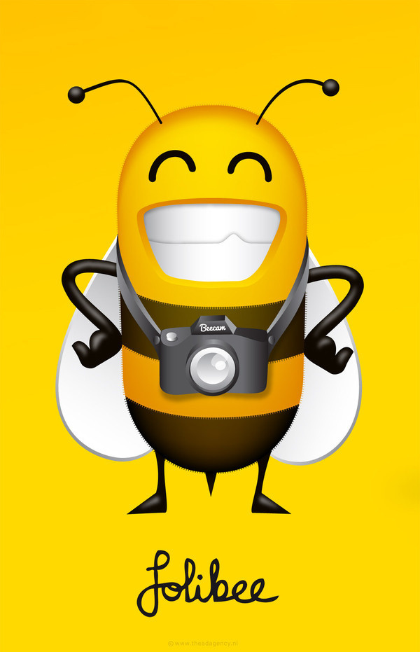 Folibee logo (The Ad Agency, www.theadagency.nl) #theadagency #camera #yellow #bee #illustration #logo #characterdesign