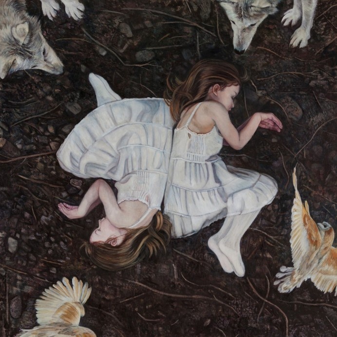 christer karlstad - empty kingdom - art blog #ground #wolves #design #girls #soil #illustration #strange #painting #surreal #art #forest