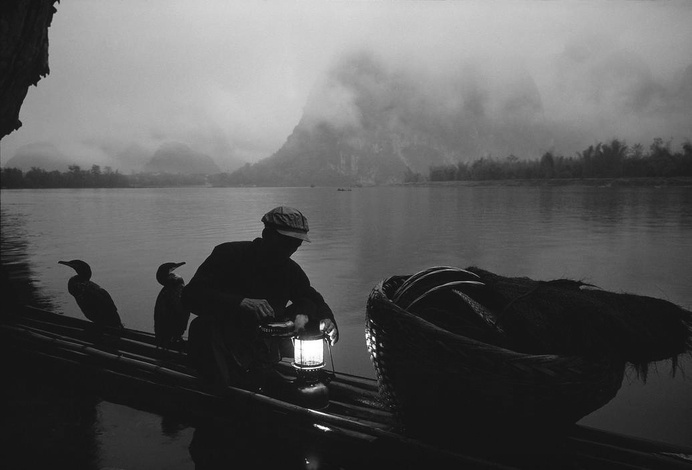 DETHJUNKIE* #lantern #white #cormorant #early #black #bird #mist #photography #china #and #lake #fishing