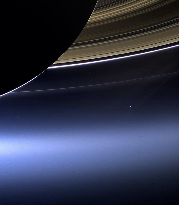 NASA Releases Photo of Earth Taken from the Dark Side of Saturn by the Cassini Spacecraft #earth #space #saturn #astronomy #stars #perspetiv