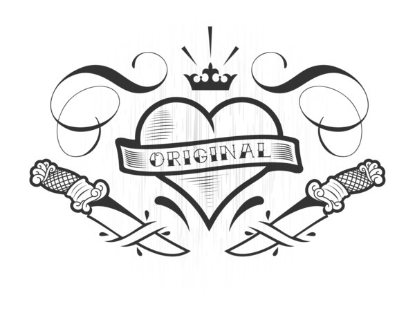 a26f9d7e8ff37c449c0feb36f914de5d.png (600×463) #heart #mendoza #seal #shield #illustration #tattoo #blackletter #knife