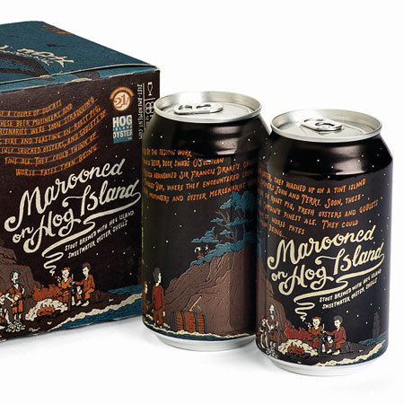 Marooned on Hog Island #beer #lettering #hand #cans #package