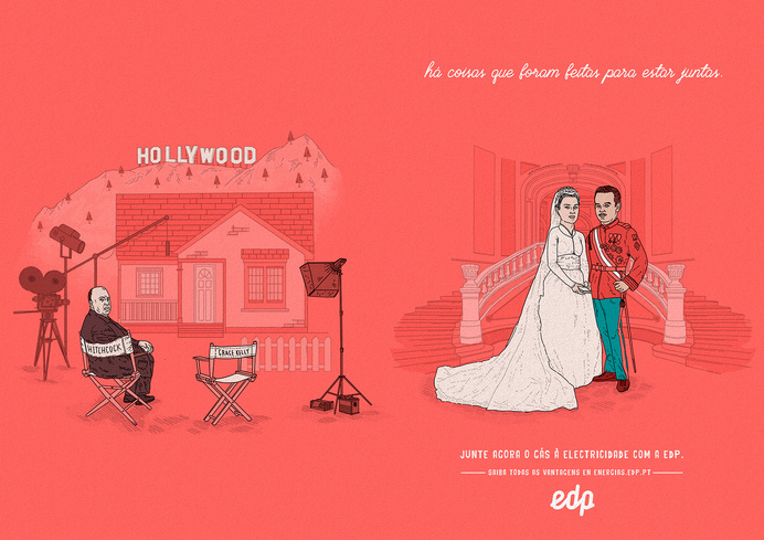 Print 3 - Grace Kelly & Prince Rainier III "There are things that should be together. Join the gas and electricity with edp" #grace