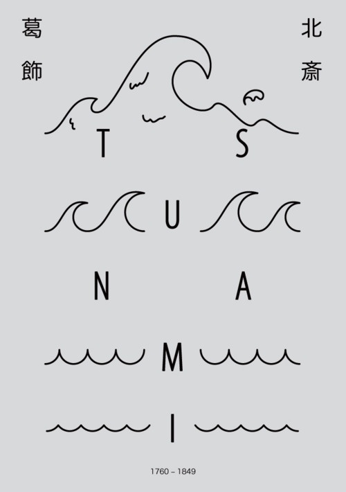 Poster: Homage to Hokusai: Tsunami. Denis... | Gurafiku: Japanese Graphic Design #tsunami