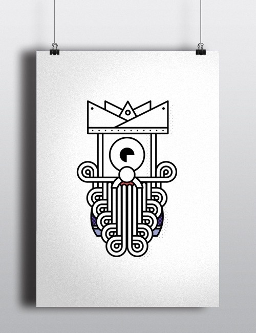 King #illustration #minimal #character #robots #king #creatures #characters #aliens #outline #stroke